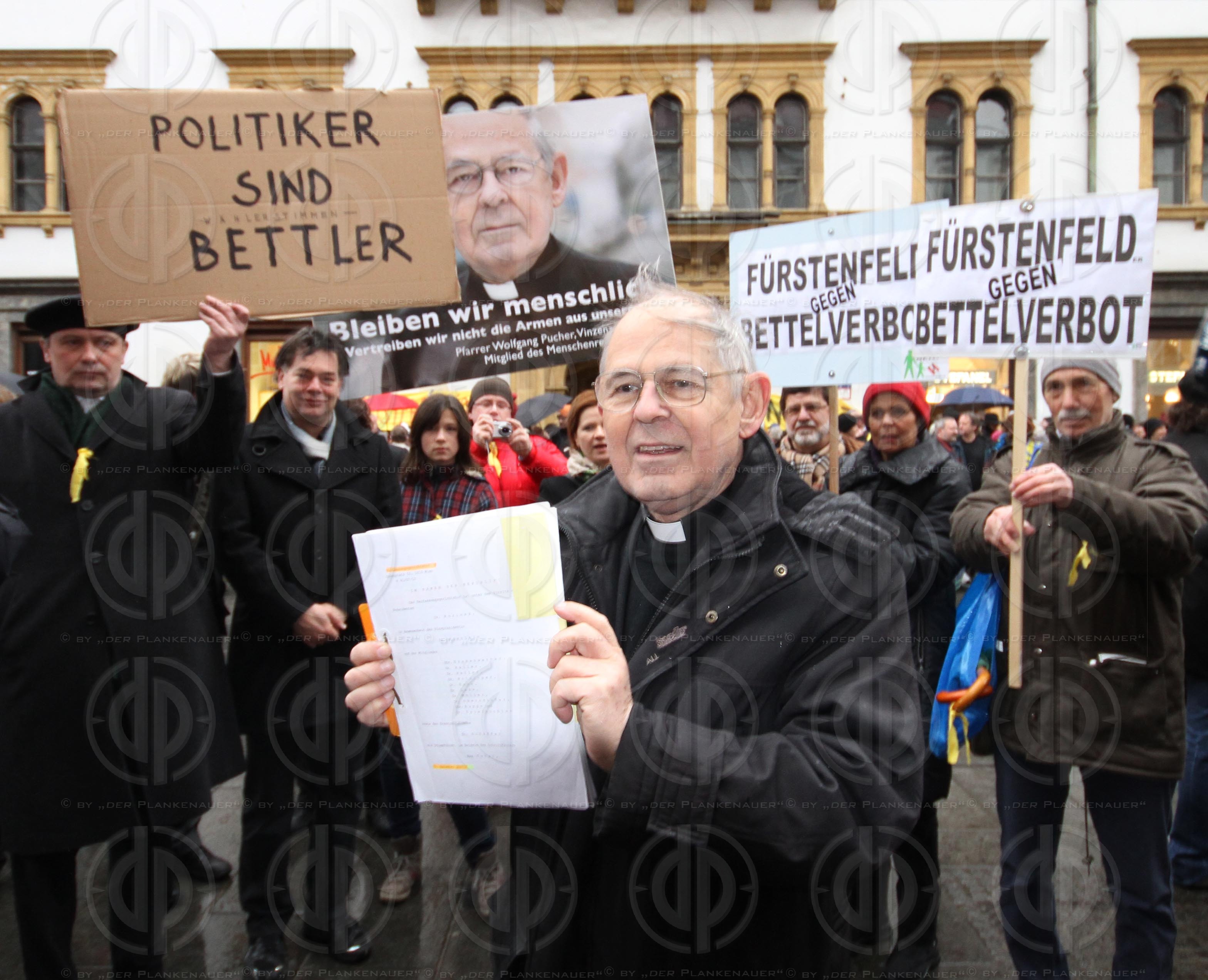 Aktion gegen ein Bettelverbot in der Steiermark