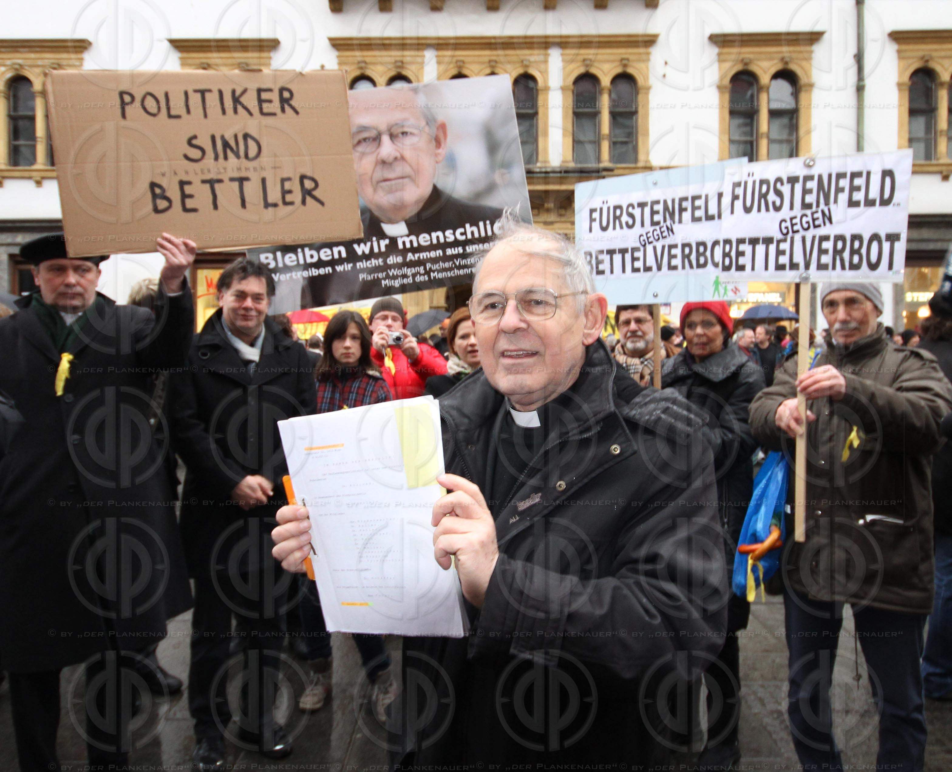 Aktion gegen ein Bettelverbot in der Steiermark