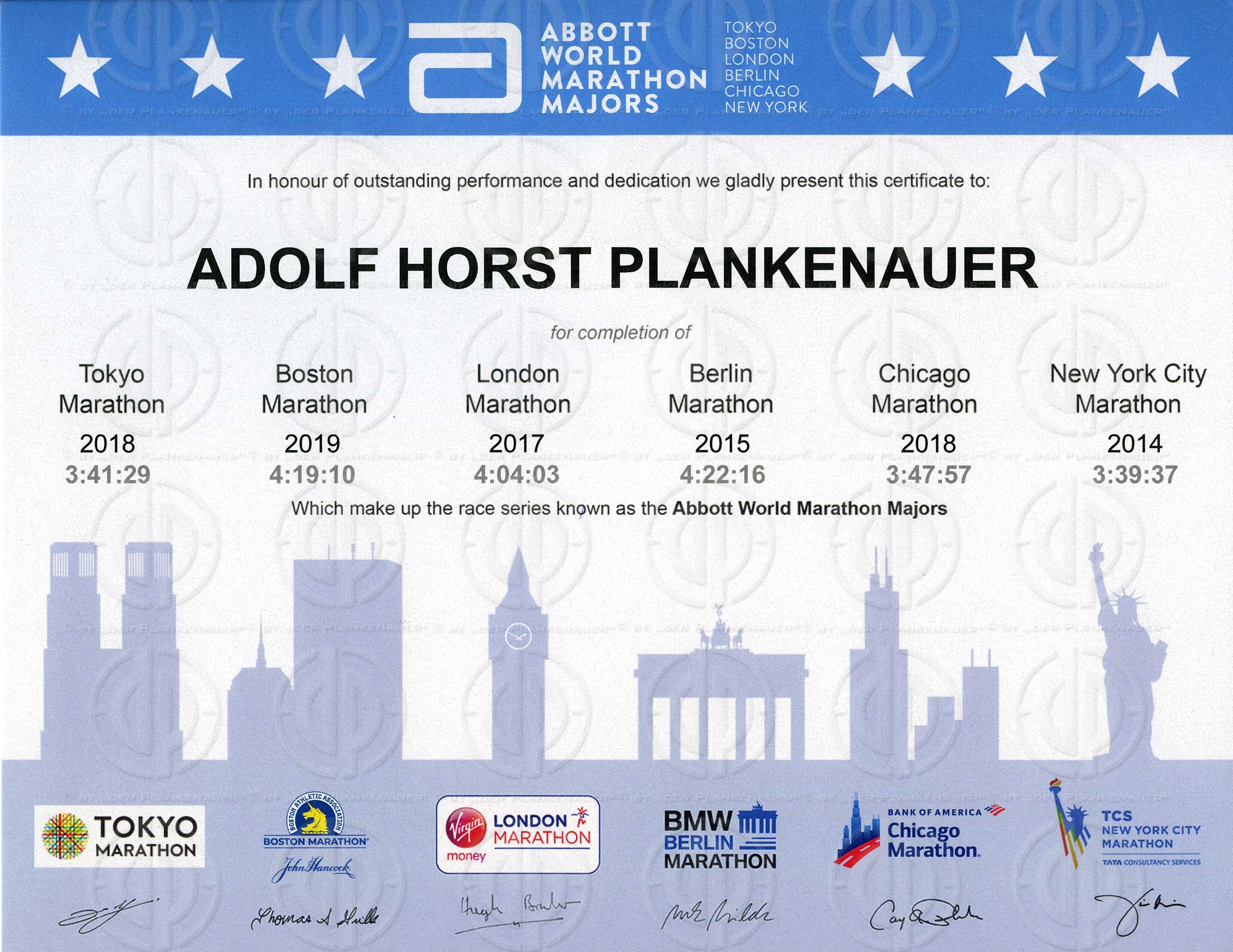 Abbot World Marathon Majors Certificate