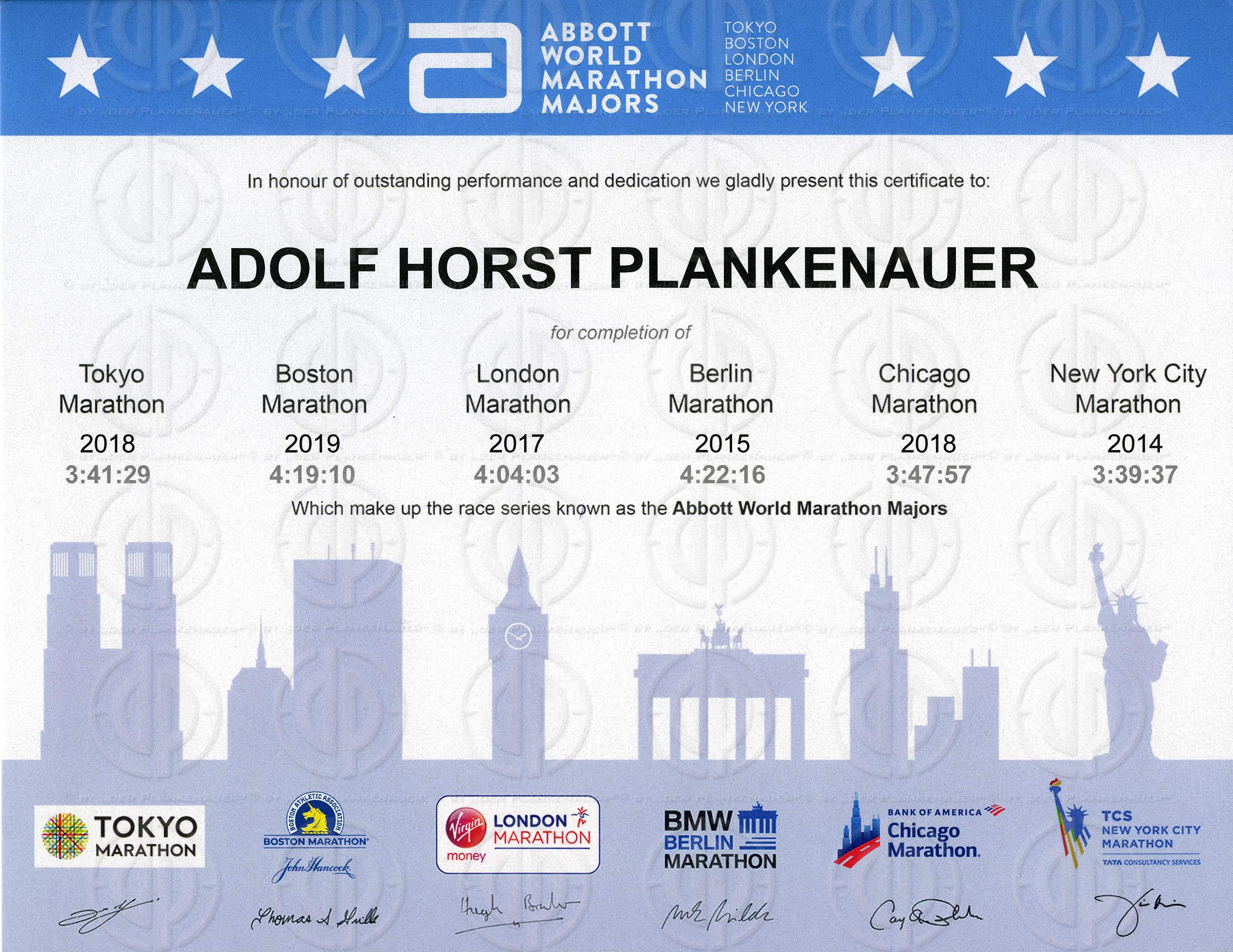 Abbot World Marathon Majors Certificate
