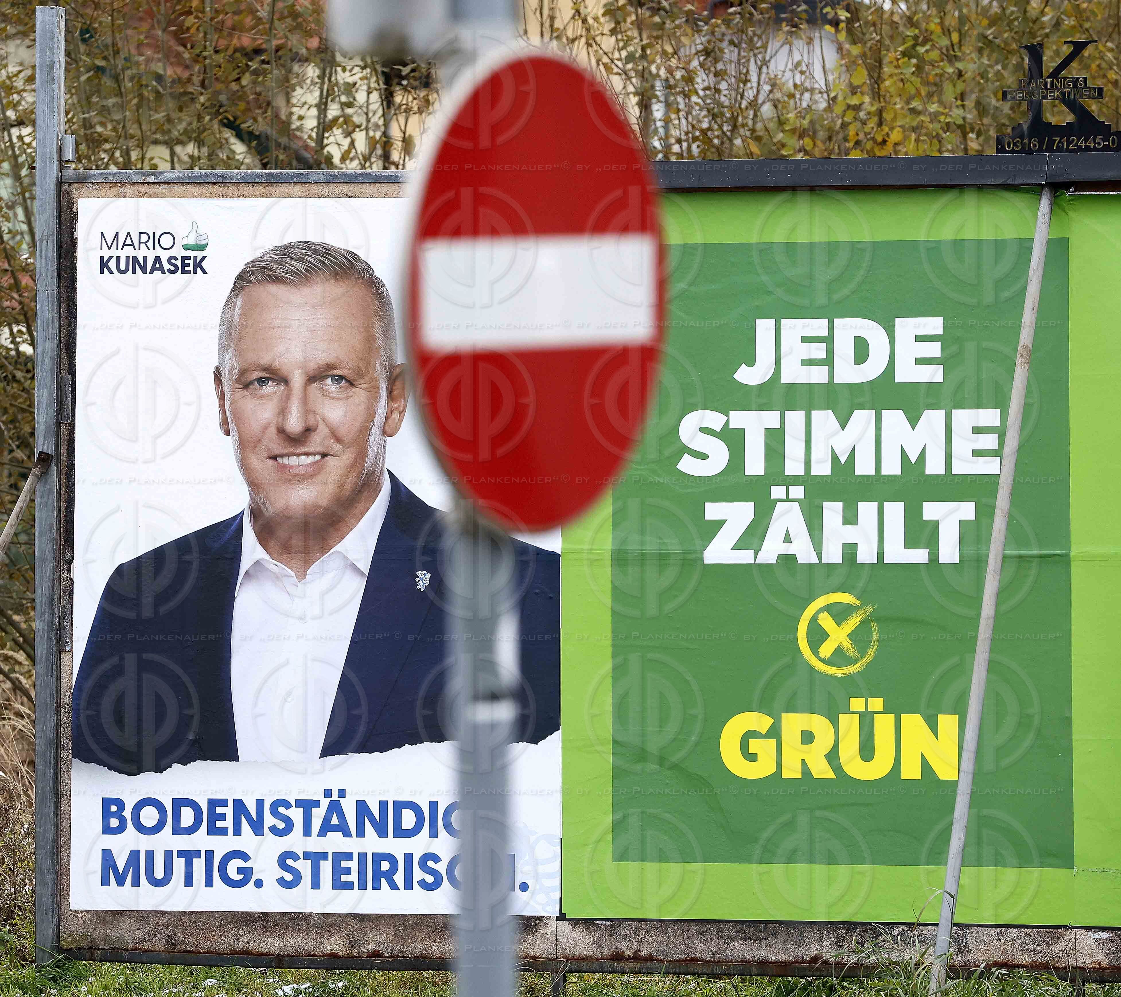 Wahlplakate zu LT-Wahl24 Stmk. am 22.11.2024