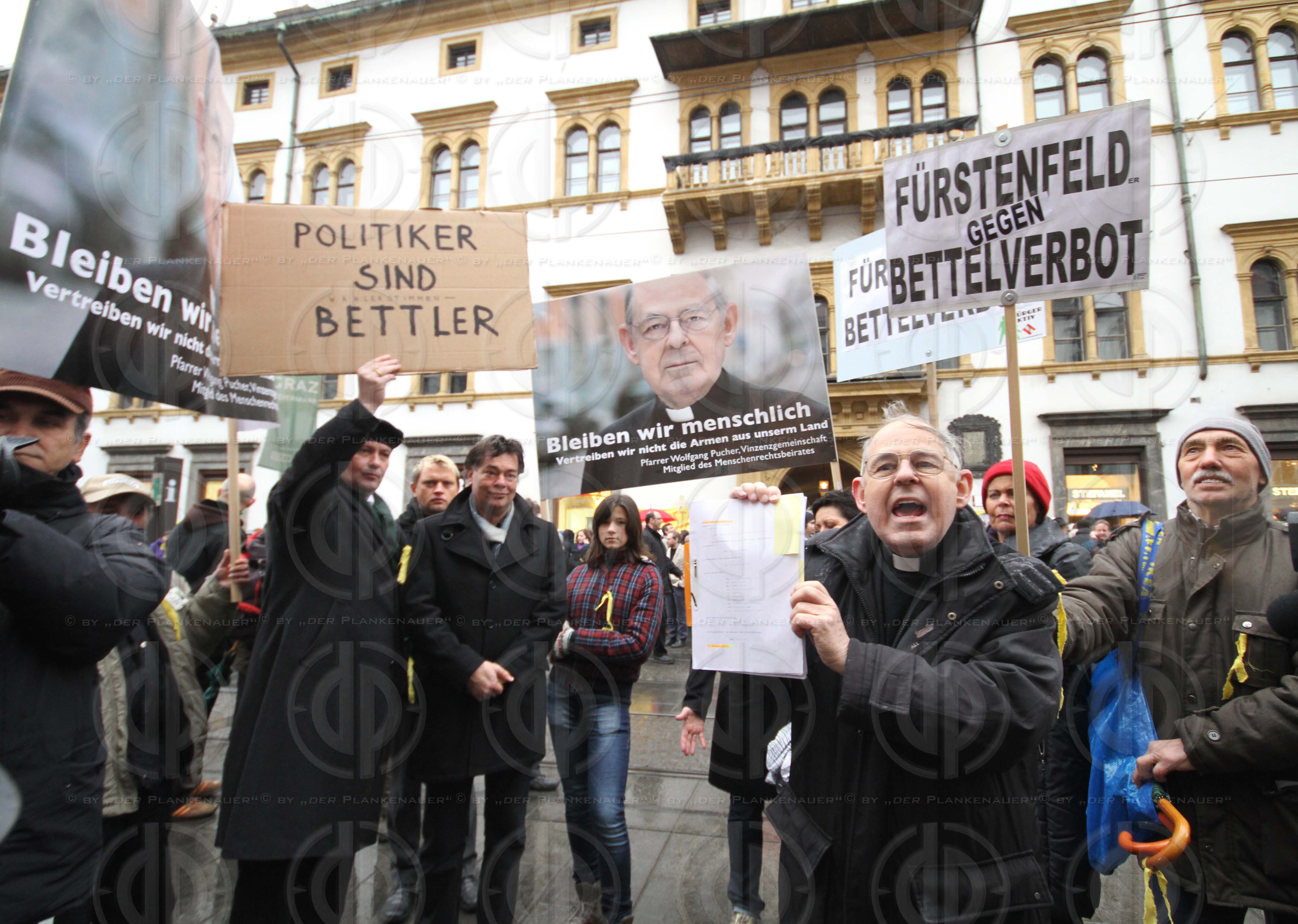 Aktion gegen ein Bettelverbot in der Steiermark