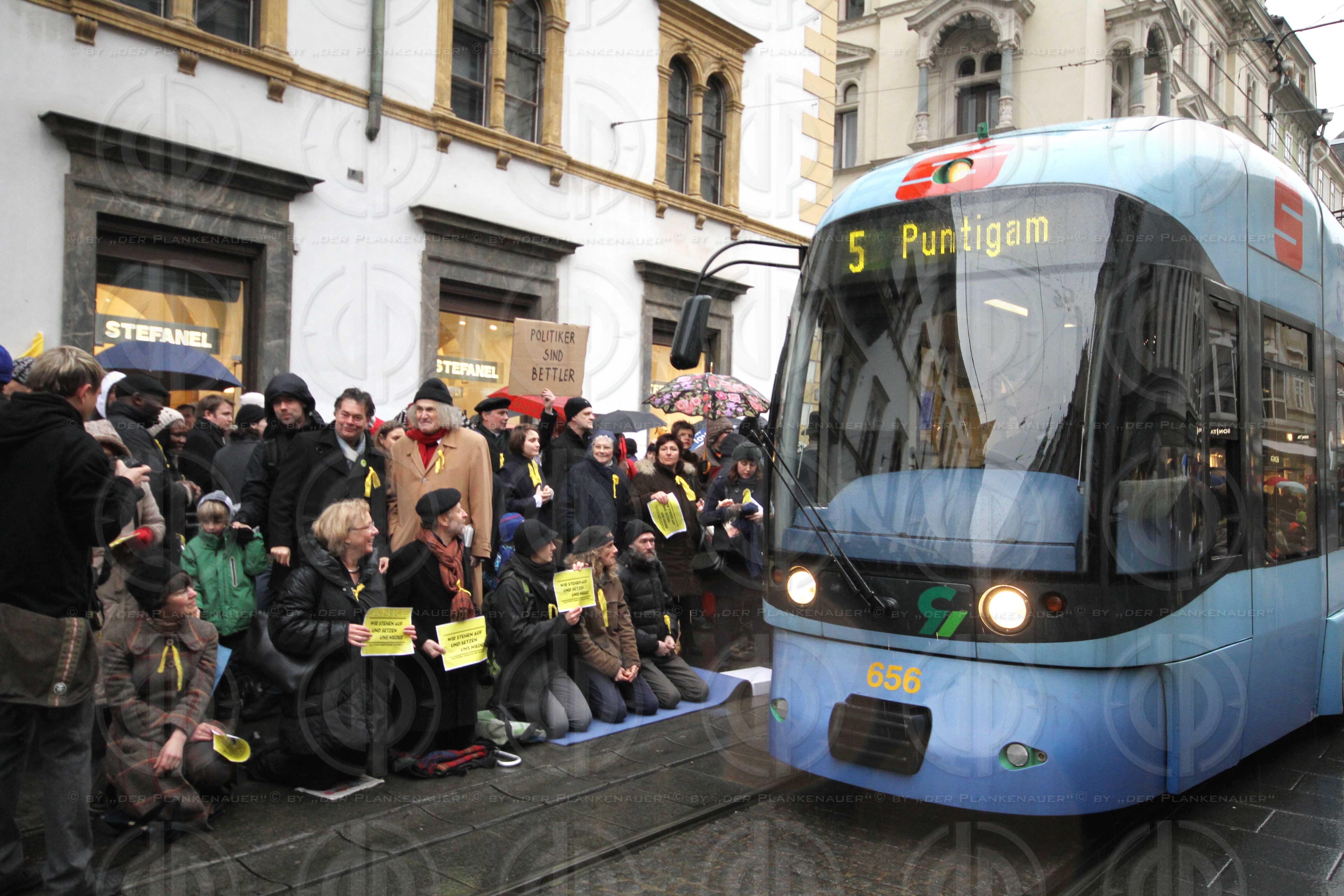 Aktion gegen ein Bettelverbot in der Steiermark
