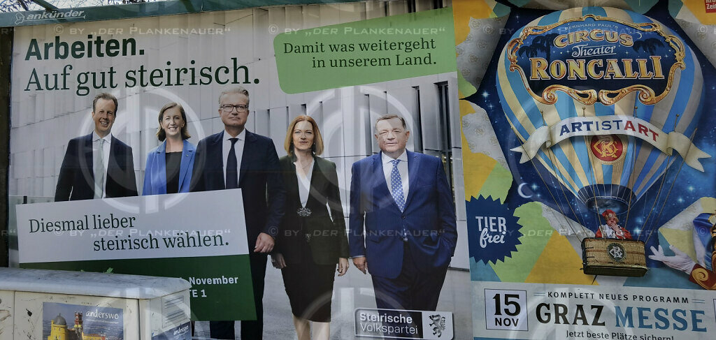 Wahlplakate zu LT-Wahl24 Stmk. am 17.11.2024